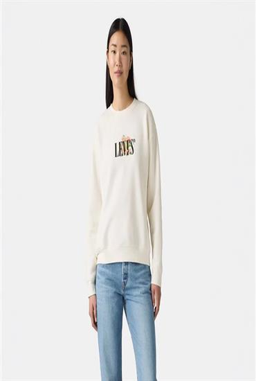 SWEATSHIRT W - CREW SPRING MIX SERIF LOGO EGRET-WOMEN